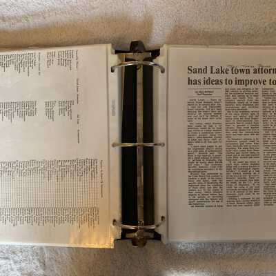 Left - US Constitution Signing Reenactment: Right - Frank Breselor Town Attorney hydroelectric plant proposal newspaper article