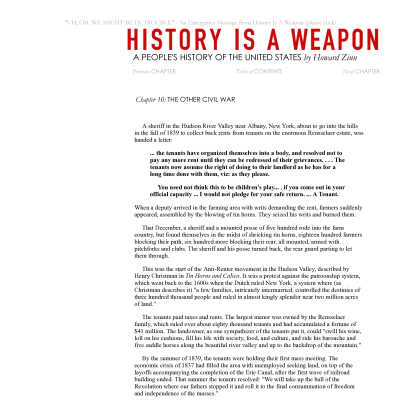 Chapter 10, The Other Civil War, of, History is a Weapon... by Howard Zinn: 24 page excerpt to PDF of a larger on-line publication