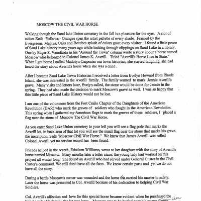 Moscow - Civil War Horse Notes