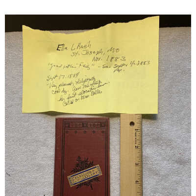 Ella L. Rush 1883 Diary: Six-page high resolution PDF of an Excelsior Diary that was kept by Ella L. Rush who may have been a sister of Frank B. Rush.  The diary includes relatively few entries that appear to have been made during her time in Saint Joseph Missouri.
