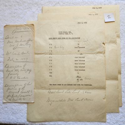 Doc # 2 Land / Lot List. 1952-07-03 FPO: Apparently an internal FM informational document. Appears to inventory and list all the land and lots owned by FM as of July of 1952. Includes several carbon copies of the same document along with handwritten annotations.