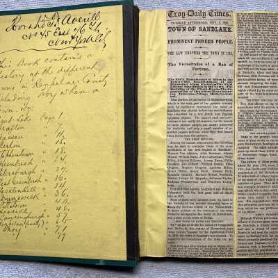 Horatio F. Averill Scrapbook of Town History Related News Articles: Single JPG photo file.