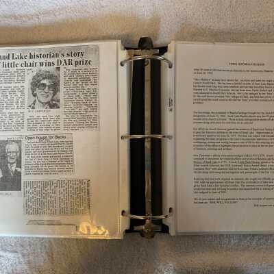 Madolyn Carpenter newspaper articles: News articles regarding Madolyn Vickery Carpenter winning a Daughters of the American Revolution (DAR) prize for her story regarding a Little Chair and resigning as Town Historian after 20 years of service.
