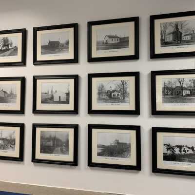 Averill Park Central School District Office Photos - Historic Schools: Photo of the photo collection of the 12 one-room schoolhouses that appears just inside the main entrance to the APCSD Office collocated with the AP High School on Gettle Road in the Town of Sand Lake.