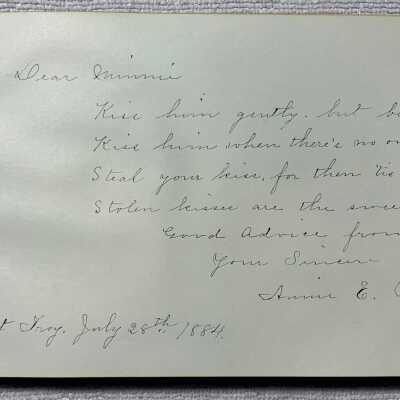Minnie Howard Autograph Album - Example page: JPG photo file.