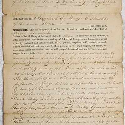 Doc # 133 Indenture 1841-03-29 P1-of-2: Jacob Dutcher and Betsey Dutcher to Hezekiah C. Arnold and George C. Arnold. Deeds property in Sand Lake from the Dutchers to the Arnolds for $700.