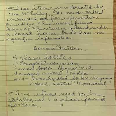 Mac McEvilly donation note close-up by Bonnie Hellum