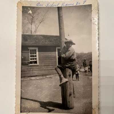 Undated photo of students outside School #9. Donated by Luella Gundrum Shoemaker.: Note - photo is labeled school #9 but it appears to be #11