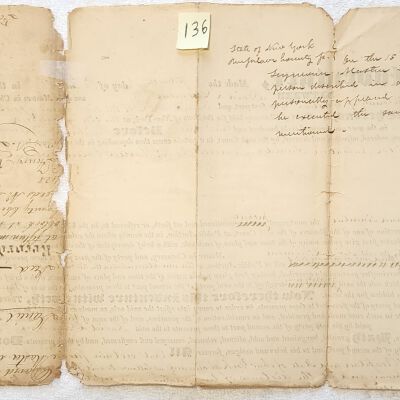 Doc # 136 Court of Chancery Indenture (Continued) 1834-02-15 P3-of-3: Chancery indenture additional notes on the reverse apparently providing approval by Chancery Judge John D. Willard.
