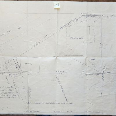 Doc # 142 Survey Map 1952-12-01 FPO: Survey of a property located on the corner of Mill Street and Prospect Avenue in Averill Park by surveyor James F. Hoffman. Further noted as the Downs House which was sold to Spencer Houghtling in November of 1952.