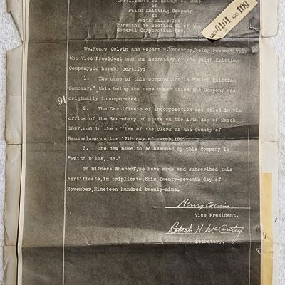 Doc # 153 Certificate of Change of Name (Continued) 1929-11-27 P2-of-3: FM name change page 2 of 2.