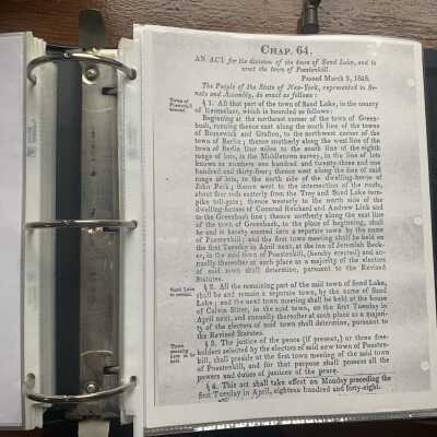 1848 New York State Legislation that separated Poestenkill from Sand Lake