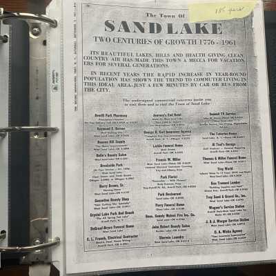 Sand lake Two Centuries of Growth, 1776 - 1981, Advertisement