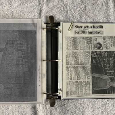 Left - Minnick Tavern (Menigh Tavern) photo: Right - Bon Acre Country Variety Store Harvey Perreault newspaper article