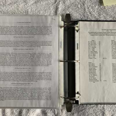 Left - Summary of Town Ledgers continued: Right - Fan Quilt from Edith Gundrum donations to Alps Baptist Church