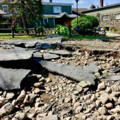 Old Daley / Cooked Lake Inn - 2: Major parking lot damage, which the Old Daley Inn amazingly largely corrected within 24 hours to remain on-schedule for hosting a wedding the next day.