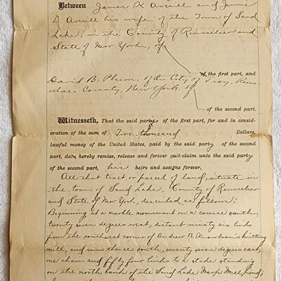 Doc # 58 Indenture 1898-05-16 FPO: James K. Averill and Jennie D. Averill to David B. Plum. Deeds property located near FM from the Averills to Plum in consideration of $2,000.