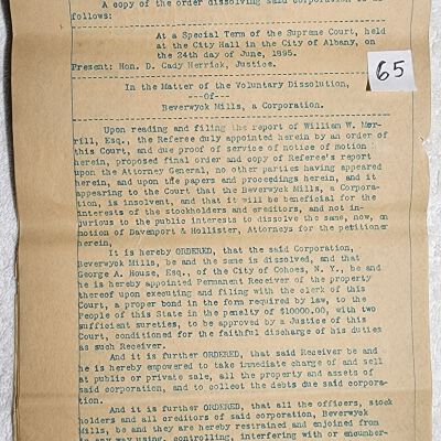 Doc # 65 Abstract and Search (Continued) 1896 circa P1-of2: See prior document #65 summary for more information.