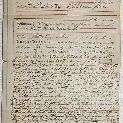 Doc # 70 Indenture 1897-02-04 FPO: Isaac McConihe to Peter McCarthy. Formally deeds property located in Sand Lake from Isaac McConihe to Peter McCarthy in consideration of $6,500. Puzzling why document 69 post dates this formal deeding.  Possibly document 69 refers to another property?