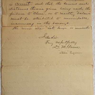 Doc # 84 Survey Documents (Continued) 1875-03-22 P2-of-2: Greene letter second page.