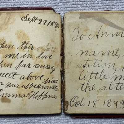 Anna Werger Autograph Album - Example page: JPG photo image.  The inscription on the right is particularly amusing.