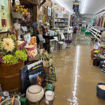 Interior Tremont's Ace Hardware and Lumber: Tremont's Hardware and Lumber on Route 43 just west of the intersection of Routes 43 and 66 became an island and suffered over $1 million in damage.  In addition to flooding the entire store, raging waters swept hundreds of thousands of dollars of building materials and yard equipment that were stored behind Tremont's down the Wynantskill.