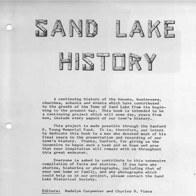 Sand Lake History (then and now)