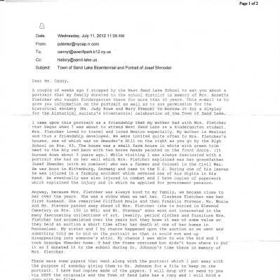 Shmoder Portrait Related Email from Ms. Dexter to the APSD: Downloadable two page PDF document.