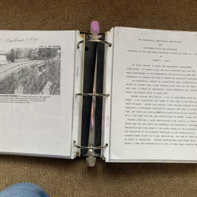 Left: 1983 Times Record article regarding Sand Lake dam maintenance continued: Right:  The Wynantskill Improvement Association and its Member Mills and Operators presentation by Robert J. Lilly.  Complete document has been scanned to PDF and is available via the Informal Histories Folder of this system.