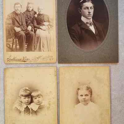 Apparent Family Groups 6: The top two photos are likely related because both were taken by Sullivan Brothers of Hudson, NY.  However, the left photo is obviously much older and copyrighted 1889.  Similarly, the bottom two photos were taken by Sterry & Co. of Albany, NY, likely taken of siblings on the same date.