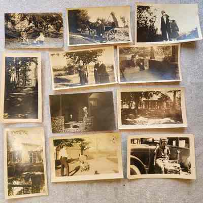 Apparent Family Group 5C: Assumed to be related to Family Group 5A because they mention someone named Phoebe, Sam, and/or Earle and feature similar animals.  The 2nd photo from the top in the left column is dated "Xmas 1913."  The lower center photo also mentions Aunt Mary.
