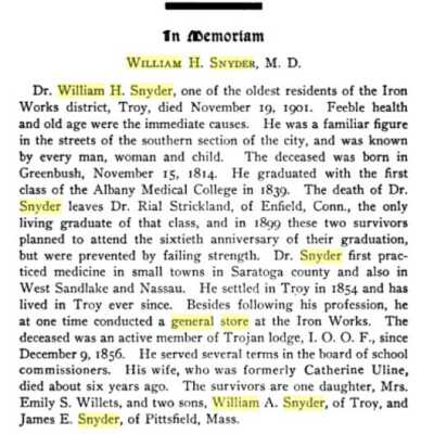 William H. Snyder Albany Medical Annals Memorail: JPG file.