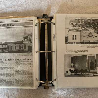 Left - 1972 Town Hall Rehab article with colors chosen by Terry Tokryman and painting by Stephen Roberts of Country Carpentree: Right - Town Hall rehab photos