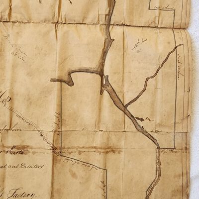 Doc # 154 Glass Factory Map Circa 1804 to 1818 (Continued) P5-of-5: Lower right corner closeup.