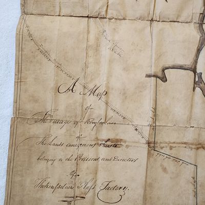 Doc # 154 Glass Factory Map Circa 1804 to 1818 (Continued) P4-of-5: Lower left corner closeup.