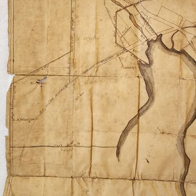 Doc # 154 Glass Factory Map Circa 1804 to 1818 (Continued) P2-of-5: Upper left corner closeup.