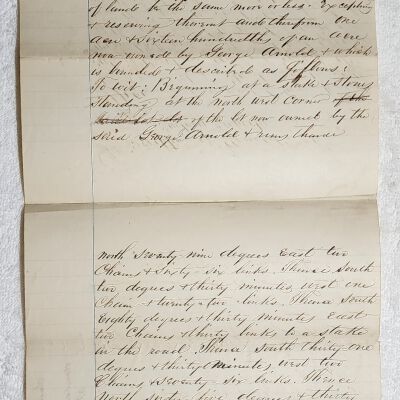 Doc # 102 Survey Documents (Continued) 1858 (?) P2-of-3: Arnold's & Co. Factory Property survey page 2.