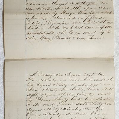 Doc # 102 Survey Documents (Continued) 1858 (?) P3-of-3: Arnold's & Co. Factory Property survey page 3.