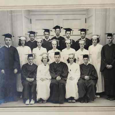 Graduation Photo 1: Likely a graduation photo of students who attended a school possibly located somewhere in the Town of Sand Lake.