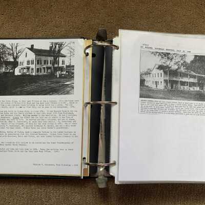 Left: Brief history of the William and Gideon Butts house.: Right:  1957 Troy Record photo regarding demolition of the Crape's Hotel.