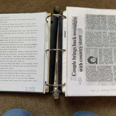 Left: Nash store brief history continued: Right:  1983 Times Record article regarding opening of the Country Token in the former Nash general store.