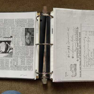 Left: 1936 article regarding the industry and commerce of Sand Lake continued: Right:  1887 Upham and Craver Hearse and Funeral Supply Company bill
