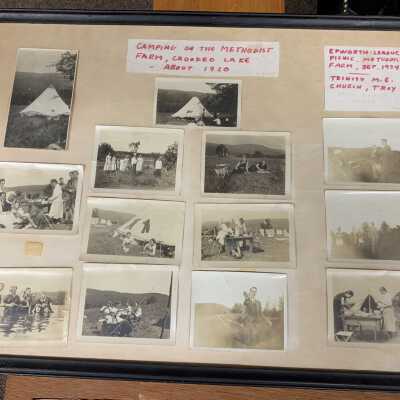 Camping on the Methodist Farm - About 1920. Also Epworth League Picnic 1934.: JPG photo.  Personal collection of MSSA historian Jeff Bishop.