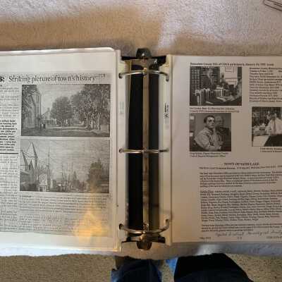 Left - 2001 Images of Sand Lake publication announcement: Right - Rensselaer County Historian notes