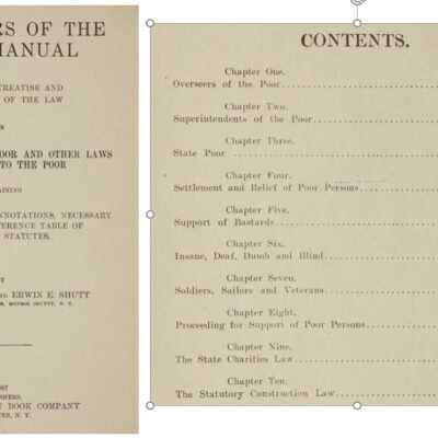 Overseers of the Poor Manual, Title Page and Table of Content: Refer to the weblinks portion of this entry for a reference to the full manual.
