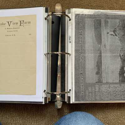 Left: 19XX Lake View Farm stationery C. Malkmes proprietor: Right:  Repeat entry regarding the Rensselaer County's Mountain Retreat article