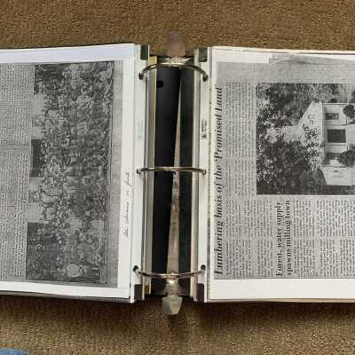 Left: 1926 Taborton Church newspaper photo: Right:  Lumbering basis of the Promised Land and Zion's Church Taborton related newspaper article