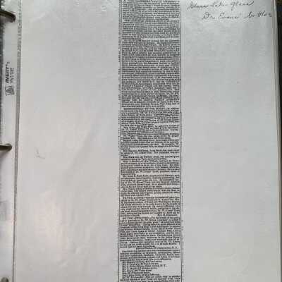 Dr. W. Evans Advertisement and Notation: The, "Glass Lake glass Dr. Evans bottles," notation was likely added by Town Historian Judy Rowe to indicate that the small Evans pill bottle locked in the large Display cabinet, rather than the W. Evans bottle pictured above, was likely made at the Glass Lake Factory.  Research and the much thicker glass of the Dr. W. Evans bottle pictured above indicates that Dr. W. Evans was different from the Glass Lake Dr. Evans and is a far more common and non-directly Glass Lake related bottle. Judy Rowe further confirmed that in the previously mentioned program presentation by stating that the Glass Lake Dr. Evans bottles were very thin, light, and delicate due to their blown origin.
