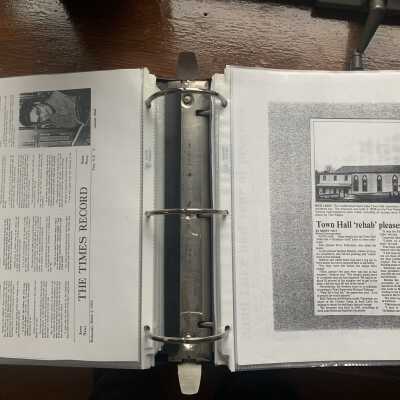 March 7, 1973, Newspaper Article regarding Town Librarian Anetta Moul: December 27, 1990, newspaper article regarding the renovation of Town of Sand Lake Town Hall when it was located at the Presbyterian Church.