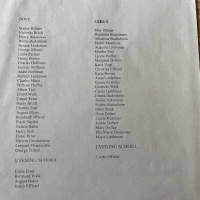 lists of students in district #9 in 1904